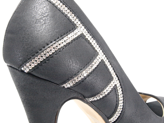 Escarpins femme à talons hauts, peep toe, chaussures de soirée noir # 0199