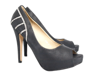 Damen High Heel Peep Toe Pumps Abendschuhe Black # 0199