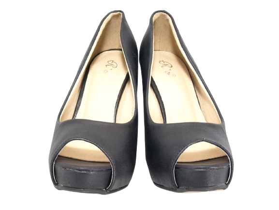 Escarpins femme à talons hauts, peep toe, chaussures de soirée noir # 0199