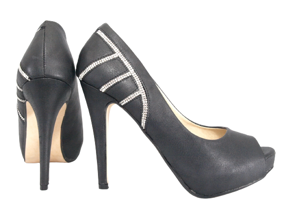 Escarpins femme à talons hauts, peep toe, chaussures de soirée noir # 0199
