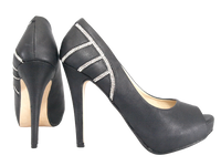 Damen High Heel Peep Toe Pumps Abendschuhe Black # 0199