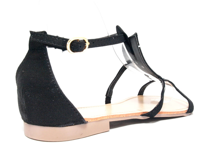 Flache Sandalen Sommerschuhe Sandaletten Zehensandale Black # 88-29