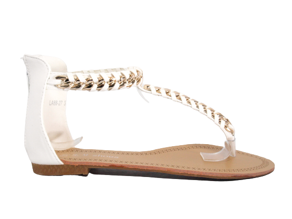 Sandales plates chaussures d'été nu-pieds tongs blanc # 88-27