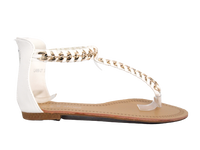 Flache Sandalen Sommerschuhe Sandaletten Zehensandale White # 88-27