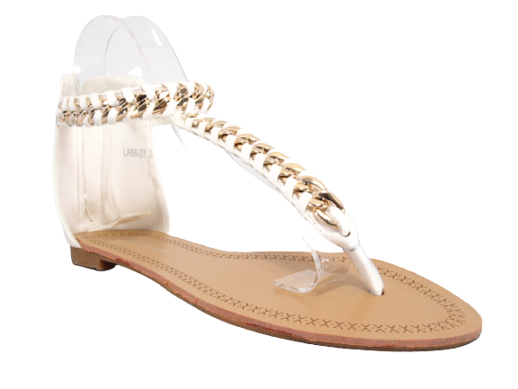 Sandales plates chaussures d'été nu-pieds tongs blanc # 88-27