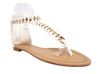 Flache Sandalen Sommerschuhe Sandaletten Zehensandale White # 88-27