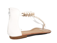 Flache Sandalen Sommerschuhe Sandaletten Zehensandale White # 88-27