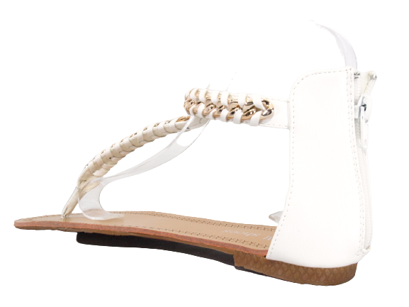 Sandales plates chaussures d'été nu-pieds tongs blanc # 88-27