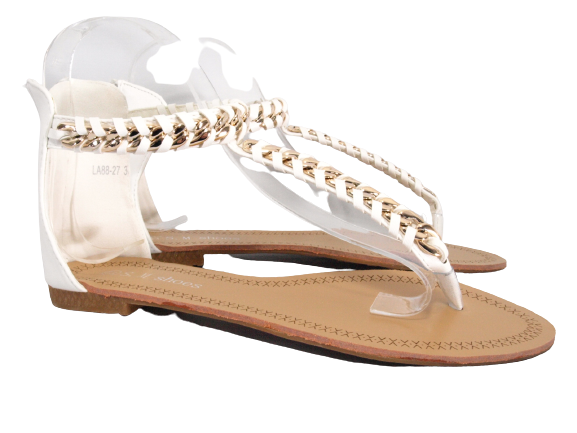 Sandales plates chaussures d'été nu-pieds tongs blanc # 88-27