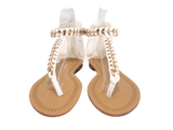 Flache Sandalen Sommerschuhe Sandaletten Zehensandale White # 88-27