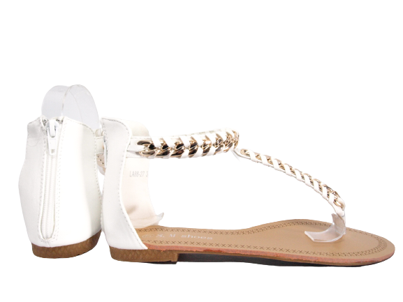Sandales plates chaussures d'été nu-pieds tongs blanc # 88-27