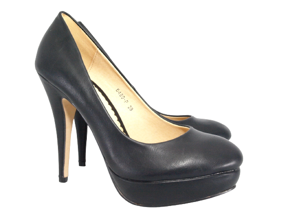 Escarpins à talons hauts et plateforme pour femme, chaussures de soirée, stilettos noir # 5489