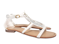 Flache Sandalen Sommerschuhe Sandaletten Zehensandale White # 88-29