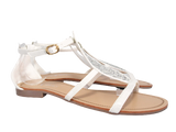 Flache Sandalen Sommerschuhe Sandaletten Zehensandale White # 88-29