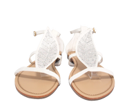 Flache Sandalen Sommerschuhe Sandaletten Zehensandale White # 88-29