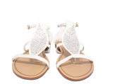 Flache Sandalen Sommerschuhe Sandaletten Zehensandale White # 88-29