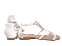 Flache Sandalen Sommerschuhe Sandaletten Zehensandale White # 88-29