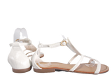 Flache Sandalen Sommerschuhe Sandaletten Zehensandale White # 88-29
