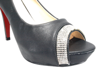 Damen High Heel Peep Toe Pumps Abendschuhe Black # 25817