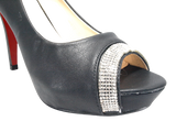 Damen High Heel Peep Toe Pumps Abendschuhe Black # 25817