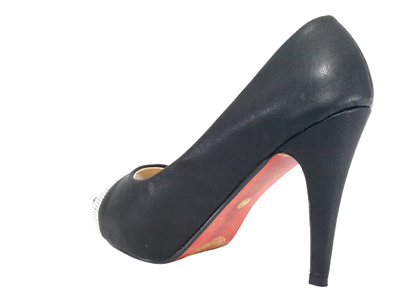 Escarpins femme à talons hauts et bout ouvert, chaussures de soirée noir # 25817