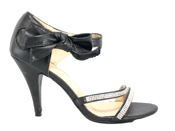 Women's High Heel Evening Shoes Rhinestone Pumps Strappy Black # 8382-32