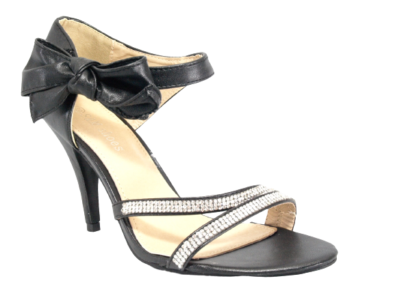 Damen High Heels Abendschuhe Straß Pumps Riemen Black # 8382-32