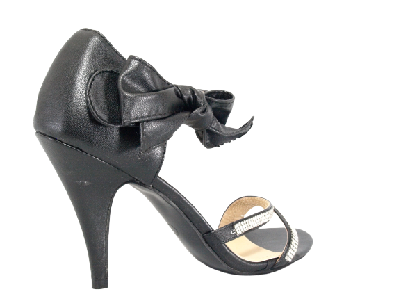Damen High Heels Abendschuhe Straß Pumps Riemen Black # 8382-32