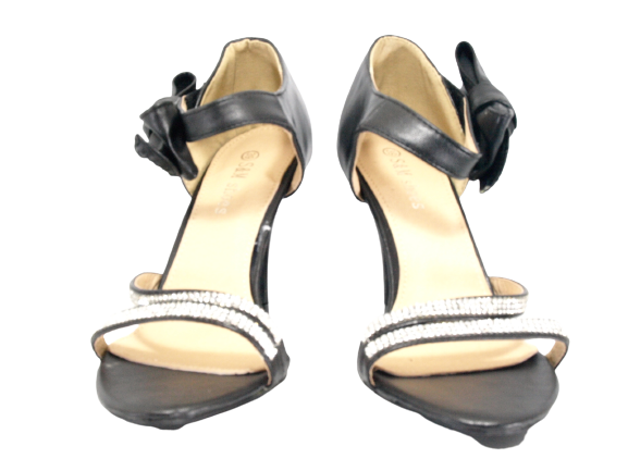 Damen High Heels Abendschuhe Straß Pumps Riemen Black # 8382-32