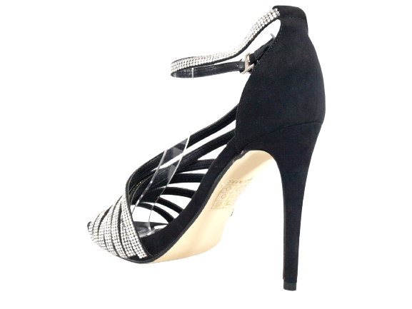 Women's High Heels Evening Shoes Rhinestone Pumps Strappy Black # 9867