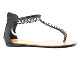 Flache Sandalen Sommerschuhe Sandaletten Zehensandale Black # 88-27