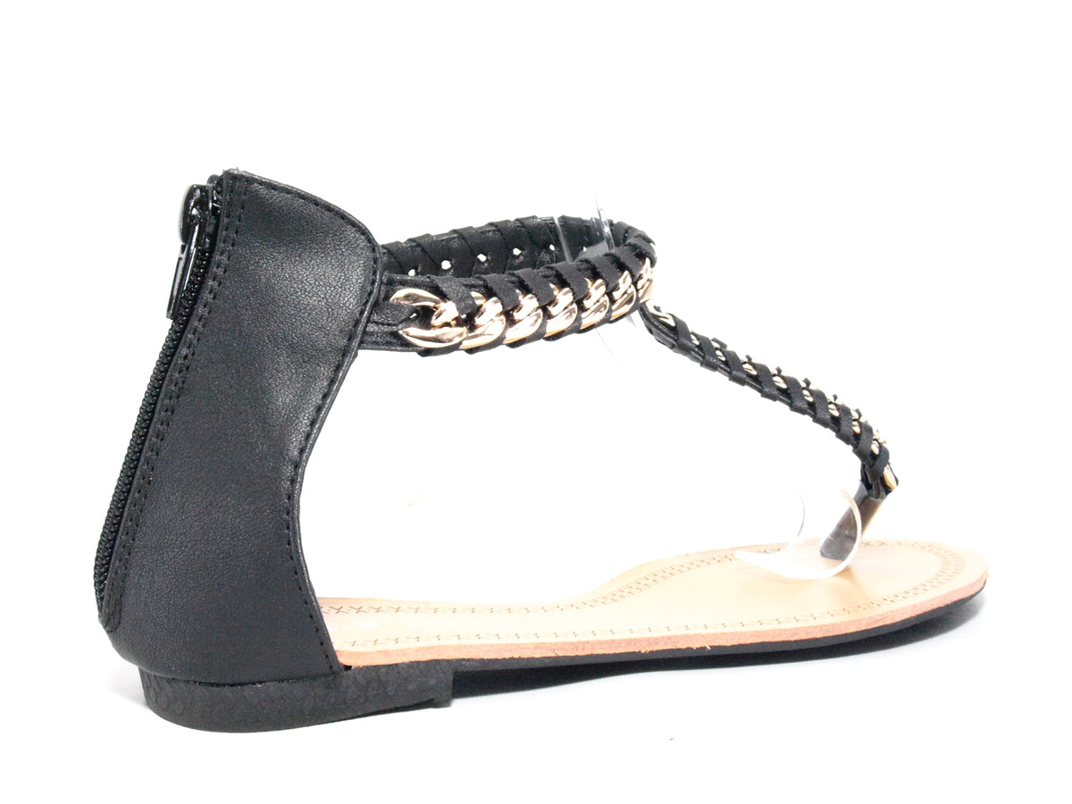 Sandales plates chaussures d'été nu-pieds tongs noir # 88-27