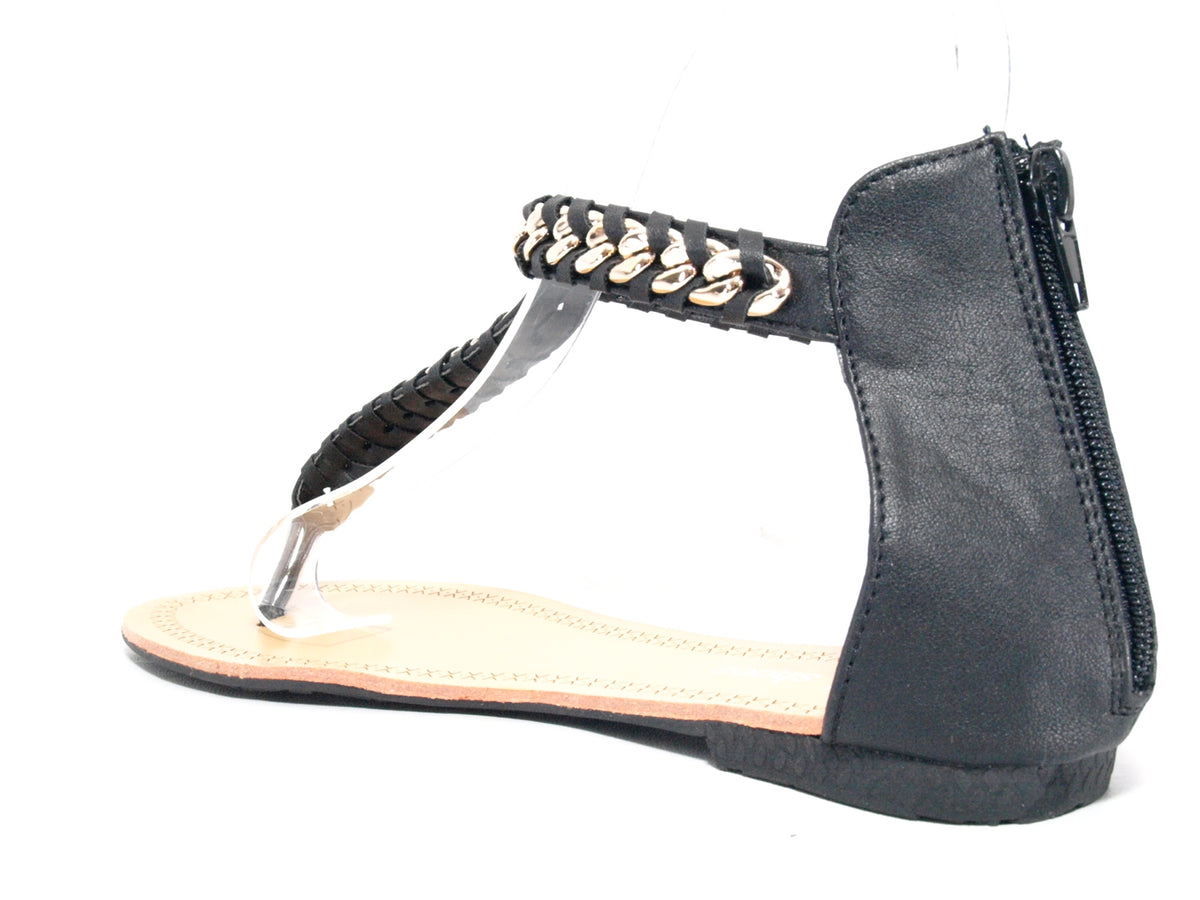 Sandales plates chaussures d'été nu-pieds tongs noir # 88-27