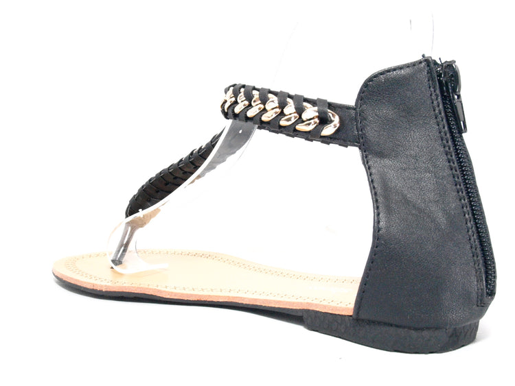 Sandales plates chaussures d'été nu-pieds tongs noir # 88-27