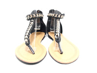 Flache Sandalen Sommerschuhe Sandaletten Zehensandale Black # 88-27