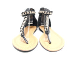 Flache Sandalen Sommerschuhe Sandaletten Zehensandale Black # 88-27