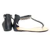Flache Sandalen Sommerschuhe Sandaletten Zehensandale Black # 88-27