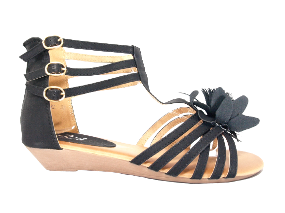 Sandales à talons compensés chaussures d'été nu-pieds noir # 9539