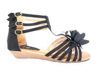 Keilabsatz Sandalen Sommerschuhe Sandaletten Black # 9539