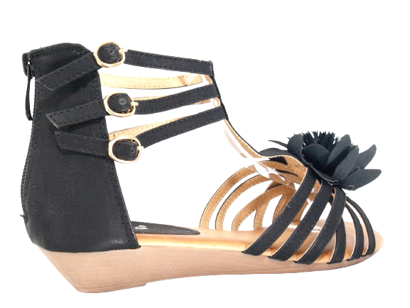 Sandales à talons compensés chaussures d'été nu-pieds noir # 9539