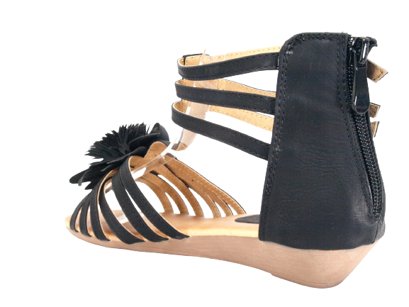 Sandales à talons compensés chaussures d'été nu-pieds noir # 9539