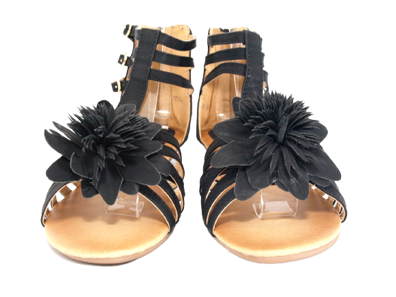 Sandales à talons compensés chaussures d'été nu-pieds noir # 9539
