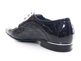 Herren Business Designer Schnürr Schuhe Lack Optik Black # 8009-1