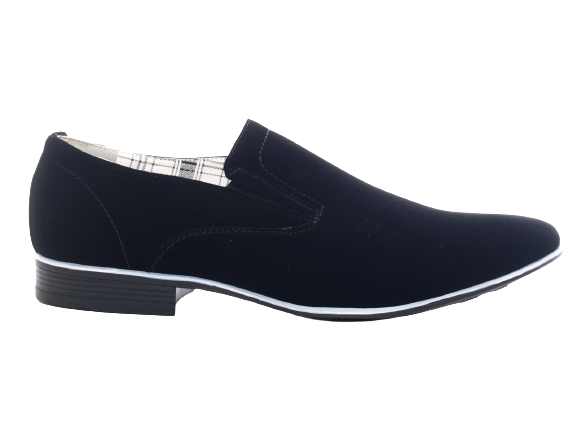 Chaussures habillées homme style business, chaussures de ville, chaussures de soirée, aspect velours noir # 1100201