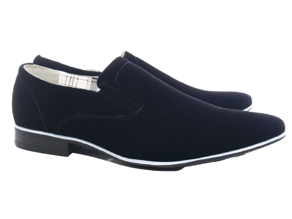 Chaussures habillées homme style business, chaussures de ville, chaussures de soirée, aspect velours noir # 1100201