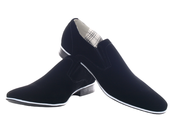 Chaussures habillées homme style business, chaussures de ville, chaussures de soirée, aspect velours noir # 1100201