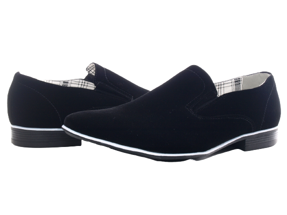 Chaussures habillées homme style business, chaussures de ville, chaussures de soirée, aspect velours noir # 1100201