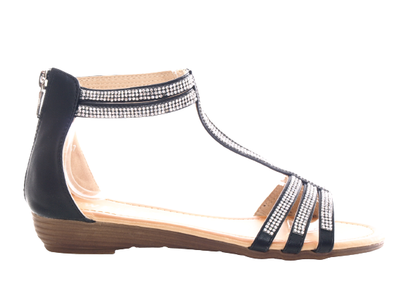 Damen Keilabsatz Sandalen Wedges Sommerschuhe Sandaletten Black # 51