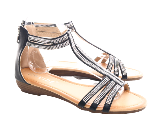 Damen Keilabsatz Sandalen Wedges Sommerschuhe Sandaletten Black # 51