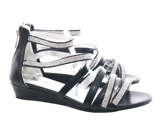 Women's Wedge Sandals Summer Shoes Heeled Sandals Black # 2523